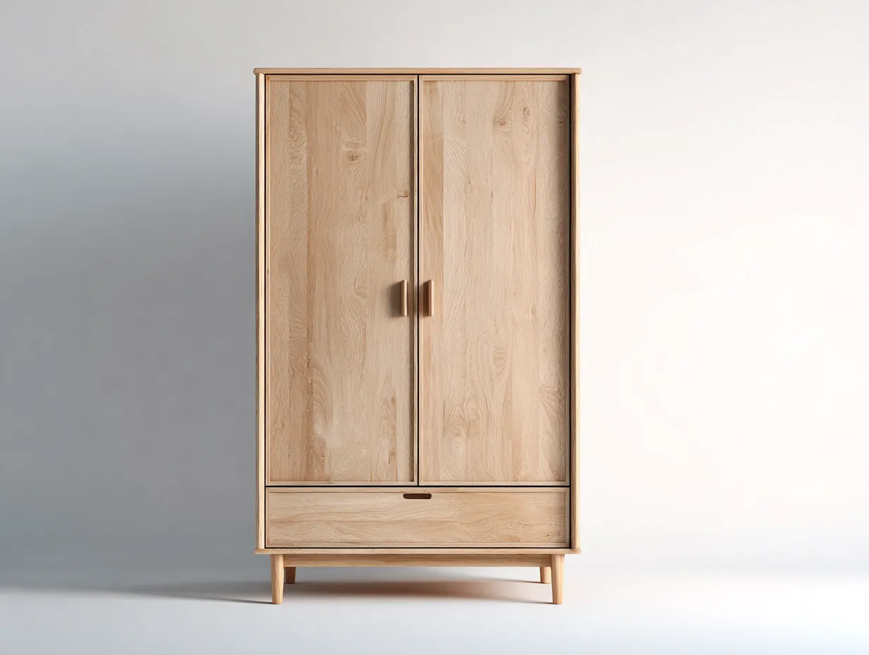 Armario de madera 90x55x180 cm - Madera natural - Diseño funcional-Cozygoloft