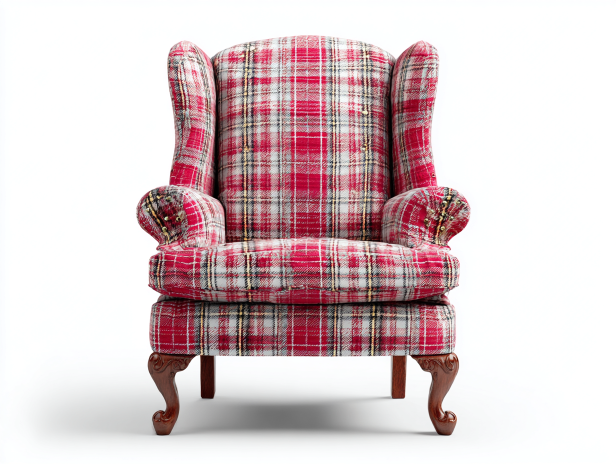 Sillón tapizado de tela 88x85x102 cm - rojo-blanco-negro - estilo clásico para salón-Cozygoloft