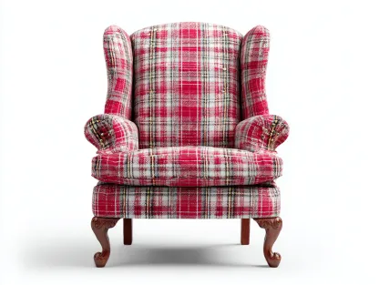 Sillón tapizado de tela 88x85x102 cm - rojo-blanco-negro - estilo clásico para salón-Cozygoloft