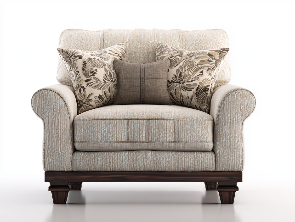 Sillón tapizado de tela 95x90x92 cm - beige - estilo elegante para salón-Cozygoloft