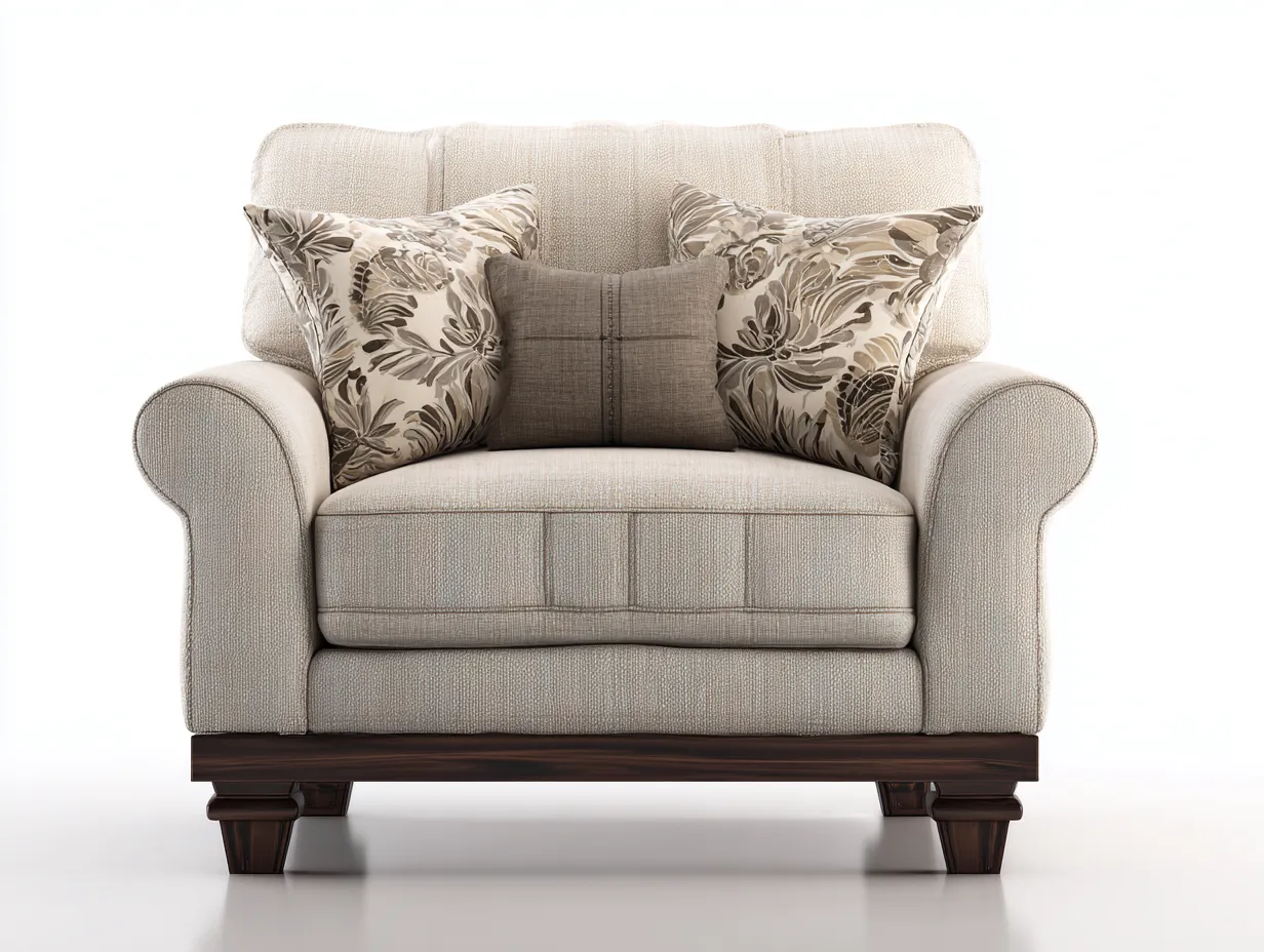 Sillón tapizado de tela 95x90x92 cm - beige - estilo elegante para salón-Cozygoloft