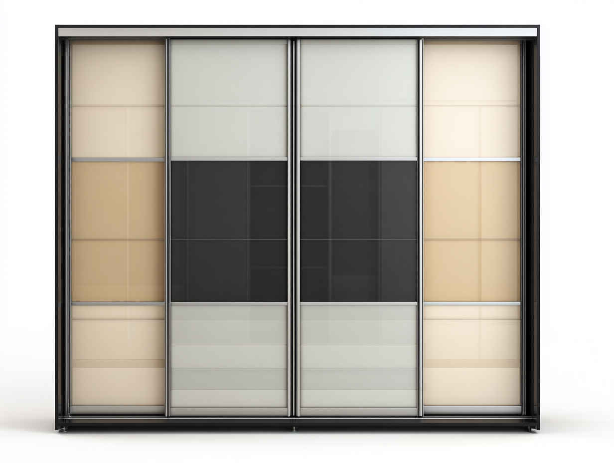 Armario corredero con 4 puertas 240x65x210 cm - negro blanco beige - diseño moderno para dormitorio-Cozygoloft