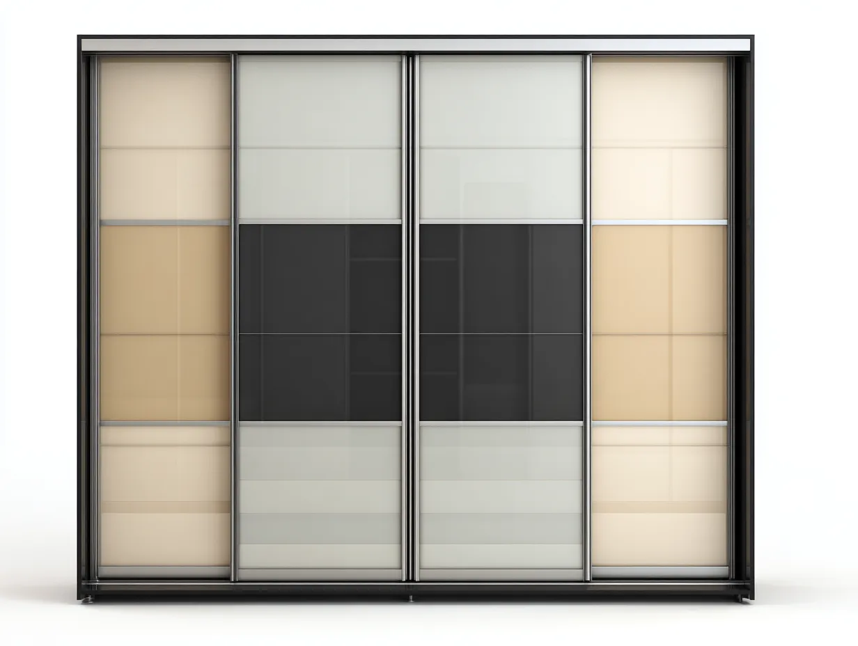 Armario corredero con 4 puertas 240x65x210 cm - negro blanco beige - diseño moderno para dormitorio-Cozygoloft