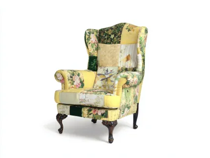 Sillones de tela 80x85x105 cm - Amarillo-Verde - Diseño clásico decorativo para salón-Cozygoloft