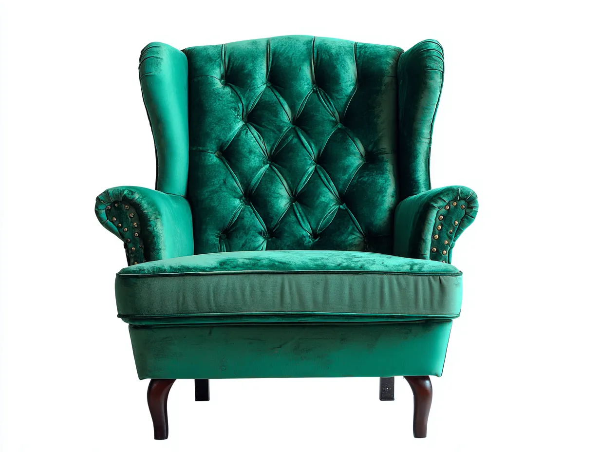 Sillón de tela 80x85x105 cm - Verde esmeralda - Estilo clásico-Cozygoloft