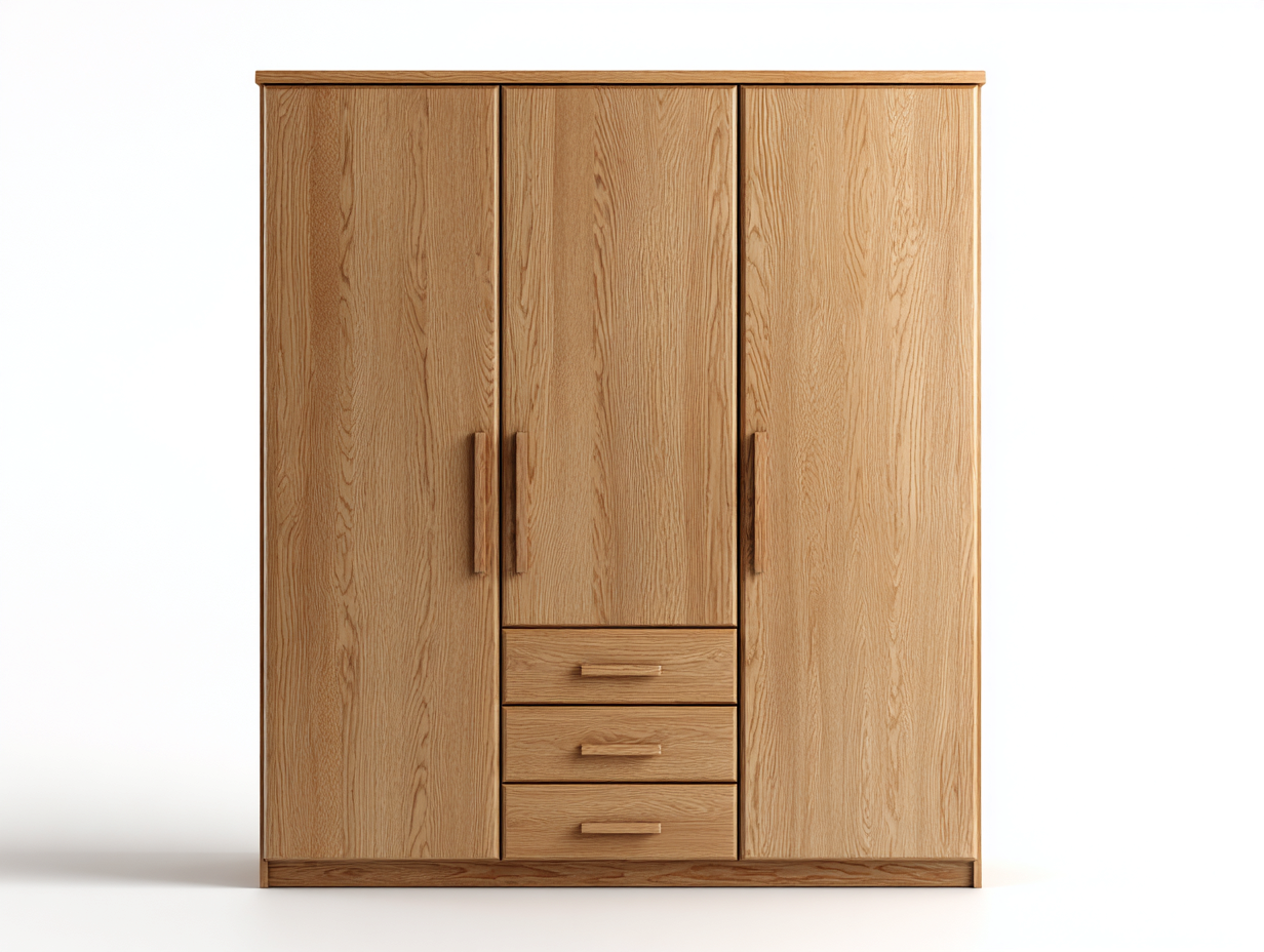 Armario de madera 3 puertas con 3 cajones 180x60x200 cm - marrón - diseño moderno-Cozygoloft