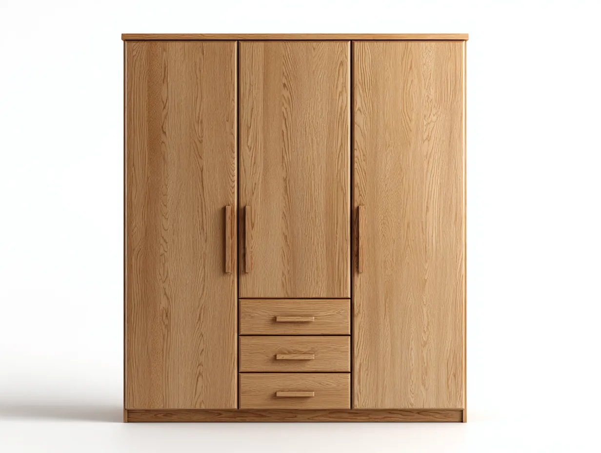 Armario de madera 3 puertas con 3 cajones 180x60x200 cm - marrón - diseño moderno-Cozygoloft