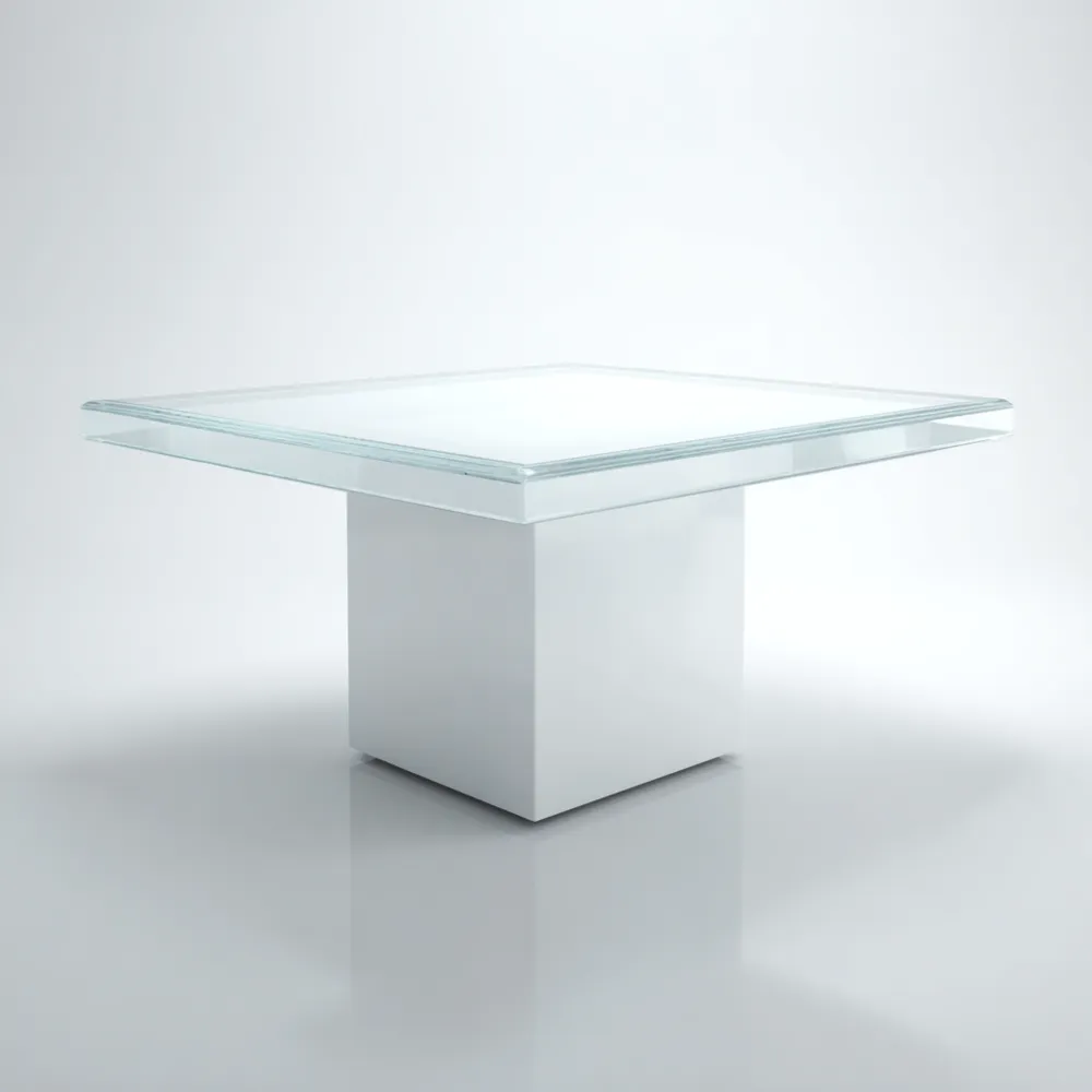 Table à manger verre trempé 120x120x75 cm – Blanc – Design moderne