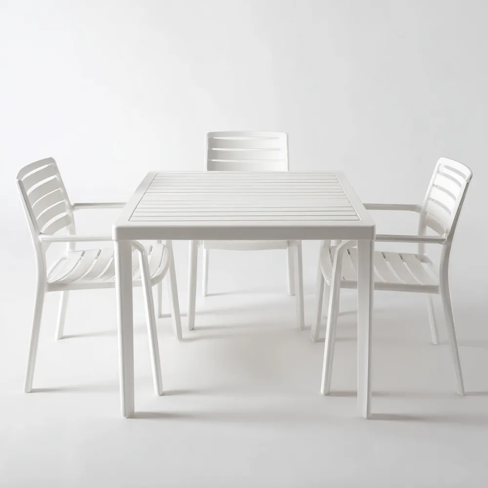 Ensemble table et chaises en plastique 80x80x74 cm – Blanc – Design moderne