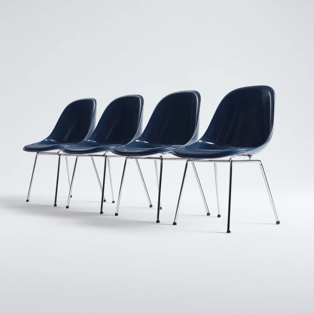Chaise de salle à manger - Plastique - 50x55x85 cm - Bleu - Lot de 4 - Design Moderne