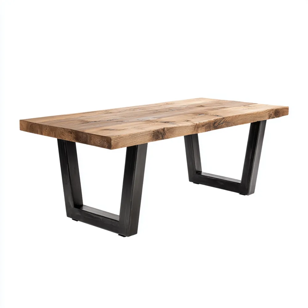 Table à manger Bois massif et métal 200x100x75 cm – Design industriel