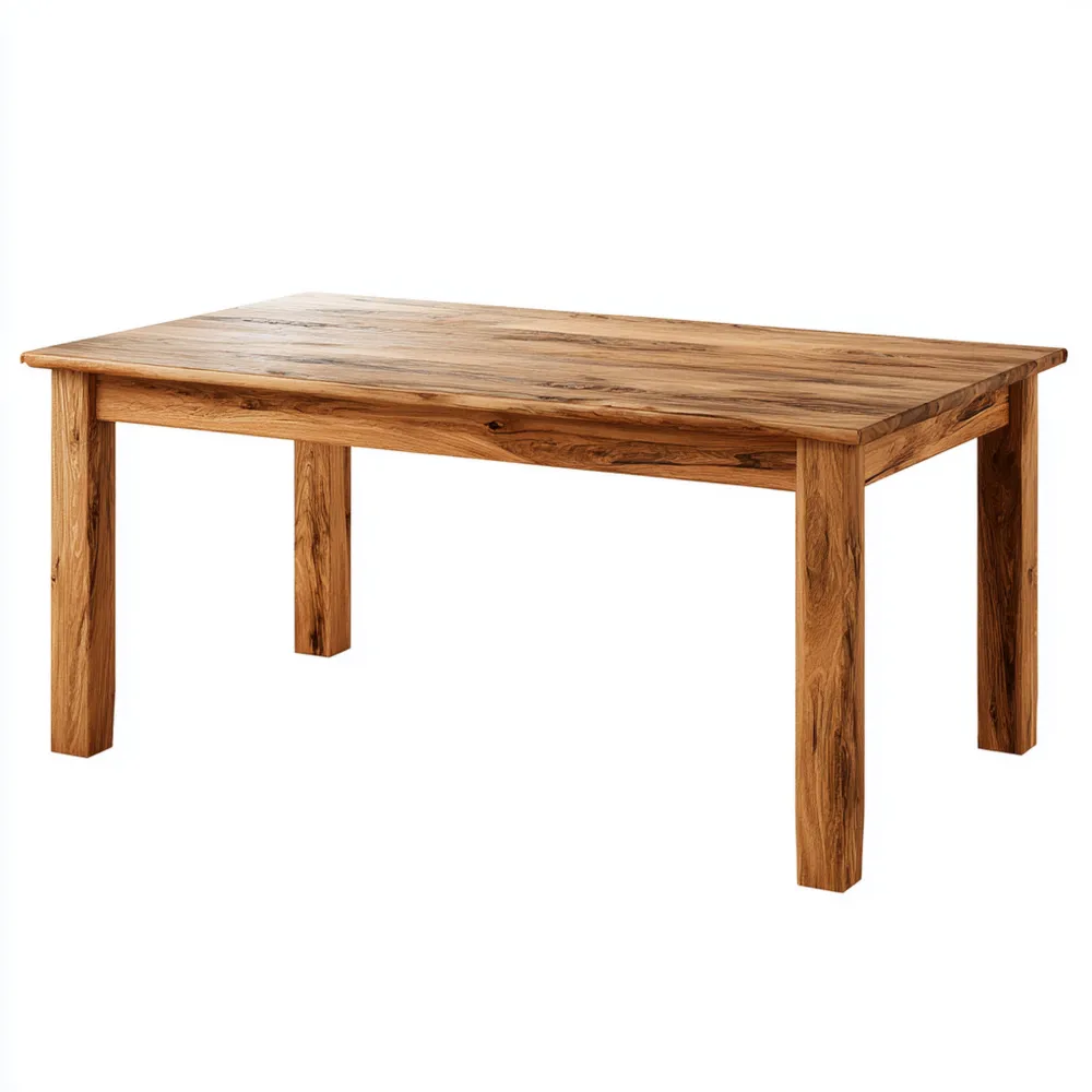 Table à Manger en Bois Massif 180x90x75 cm - Finition Naturelle - Design Classique