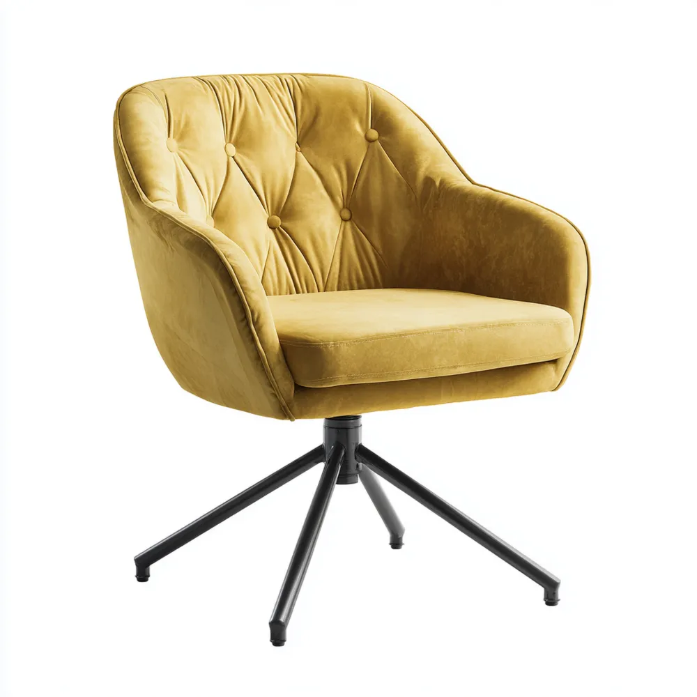 Chaise de salle à manger en velours 60x60x80 cm - Jaune - Design moderne