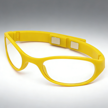 Portable wrist mounted magnetic folding reading glasses