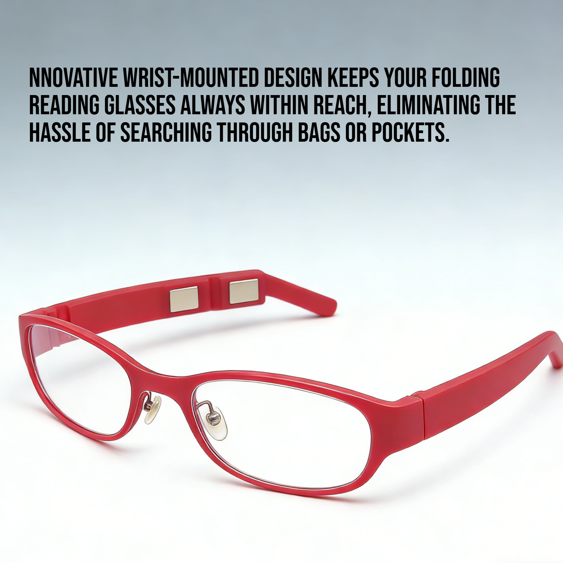 Portable wrist mounted magnetic folding reading glasses