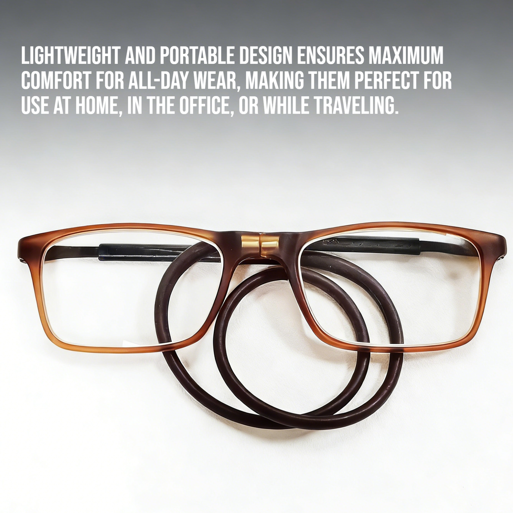 Portable magnetic reading glasses with hanging ropes