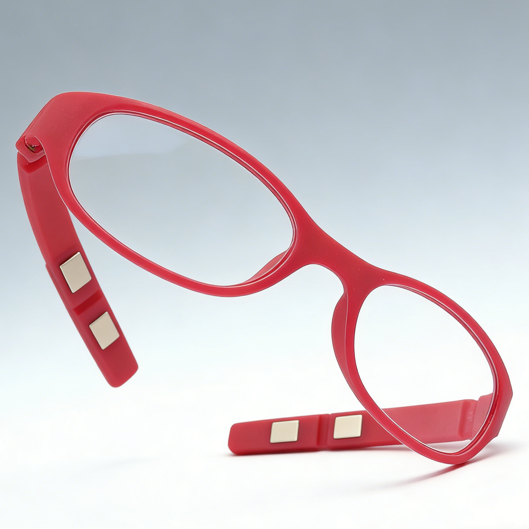 Compact reading glasses folded for storage