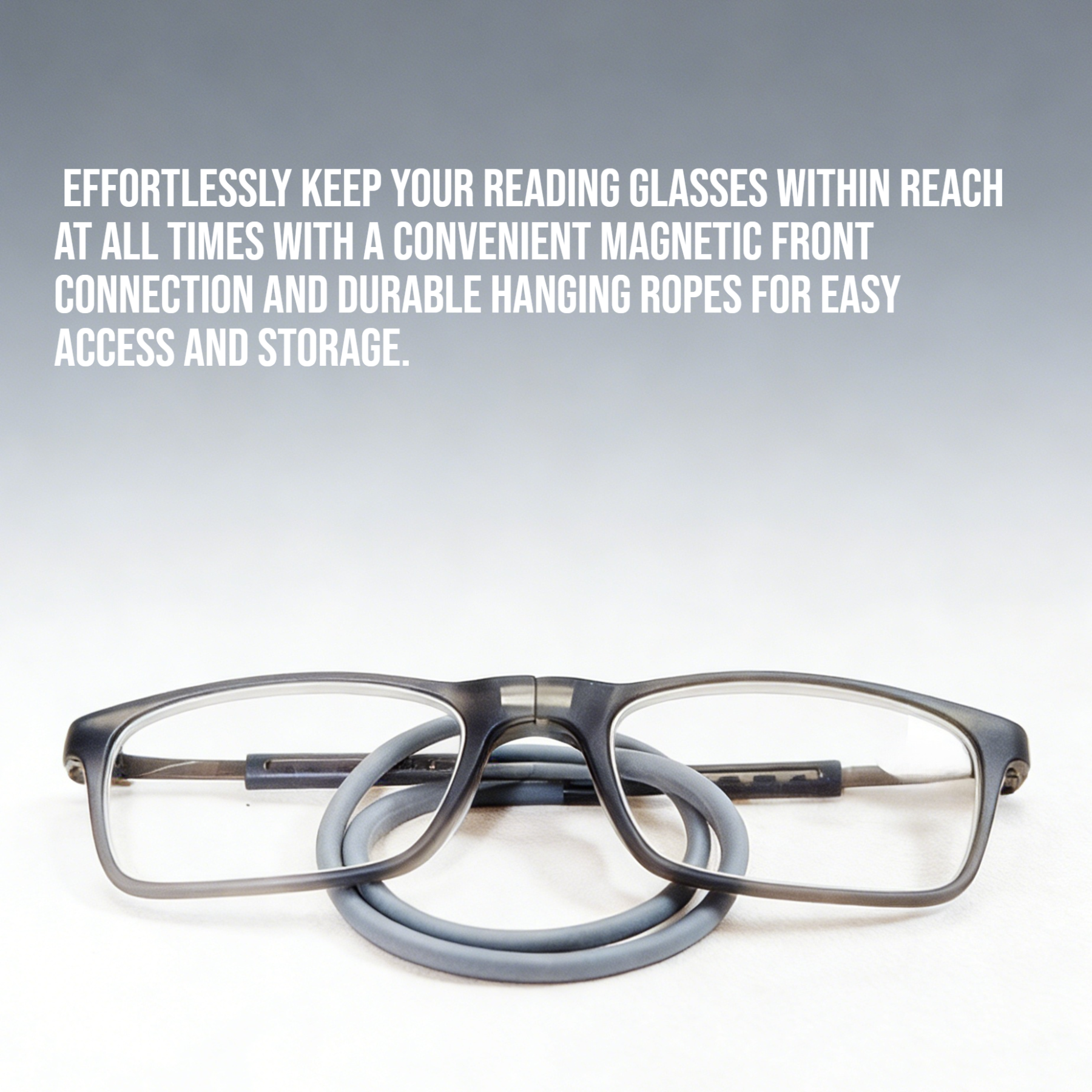 Portable magnetic reading glasses with hanging ropes
