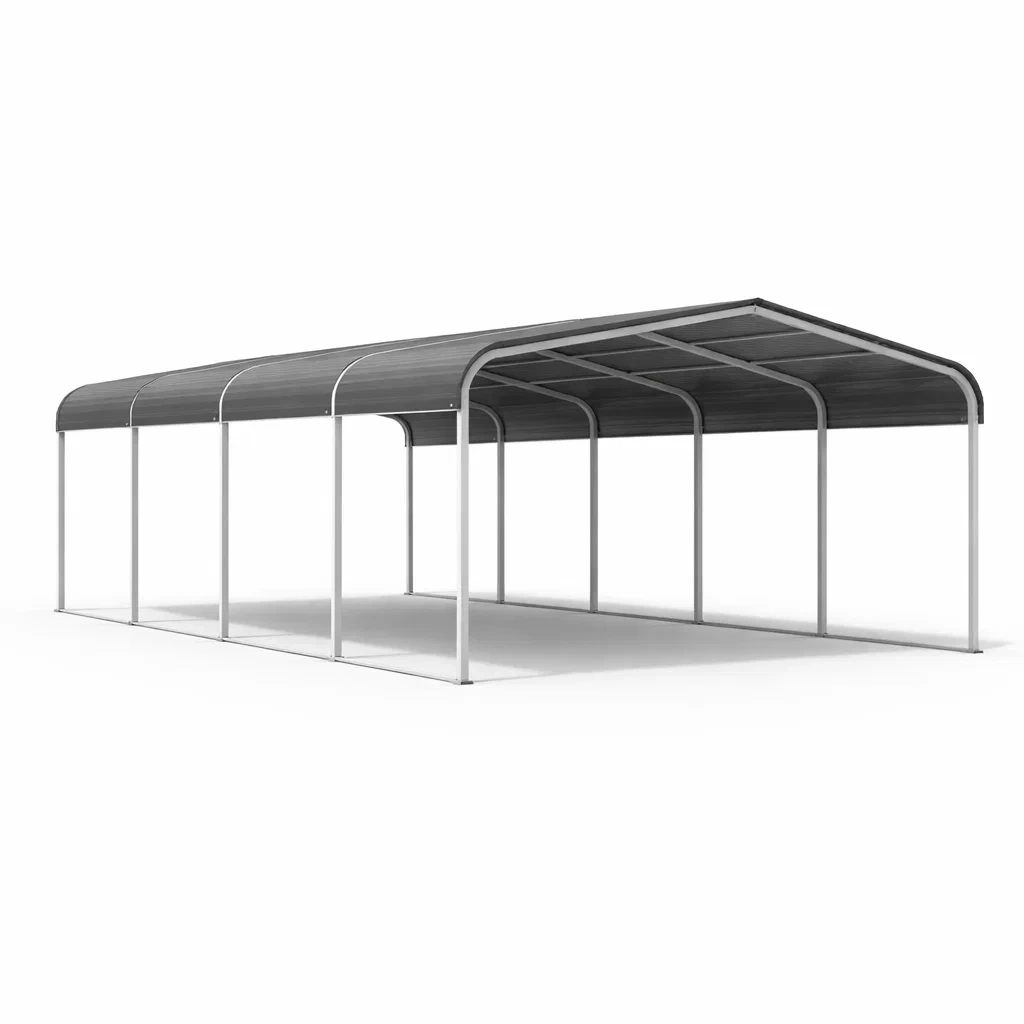 Tettoia per auto in metallo e acrilico grigio 600x300x230 cm-COZYSOFACRAFTS