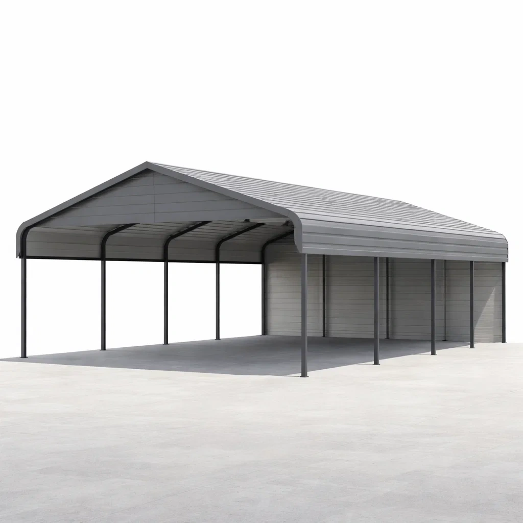 Tettoia per auto in acciaio grigio-COZYSOFACRAFTS