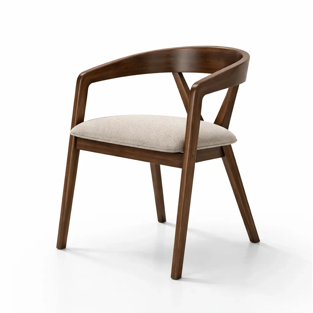 Sedia da pranzo in legno massello con seduta in poliestere beige-COZYSOFACRAFTS