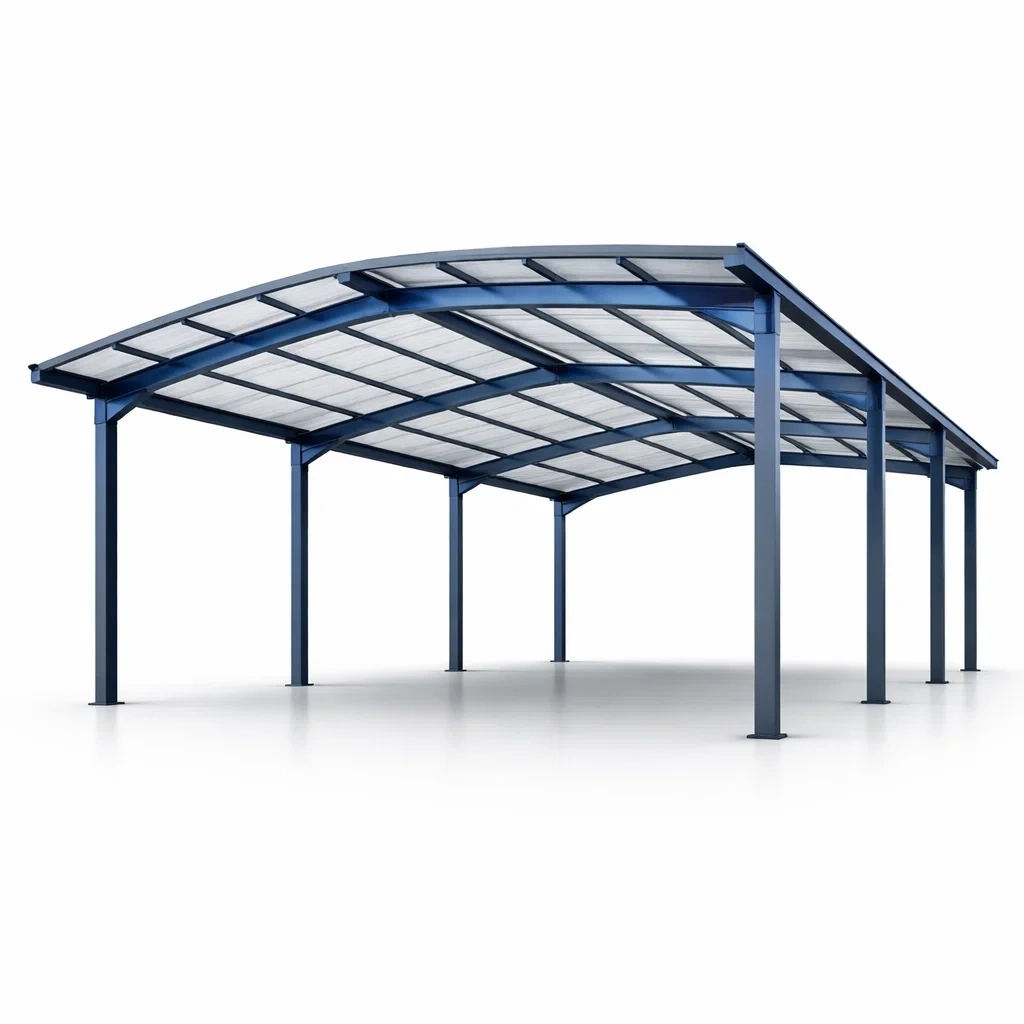 Tettoia per auto in acciaio zincato con pannelli in policarbonato blu-COZYSOFACRAFTS