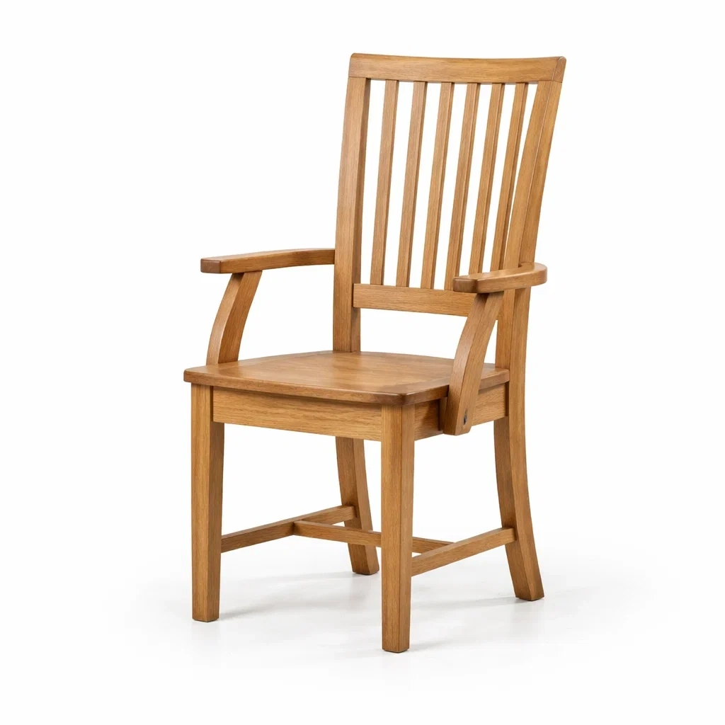 Sedia da pranzo in legno massello con braccioli colore legno naturale-COZYSOFACRAFTS