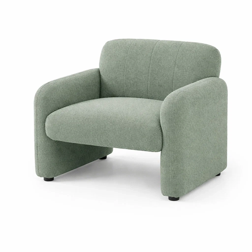 Poltrona in tessuto verde con struttura robusta-COZYSOFACRAFTS