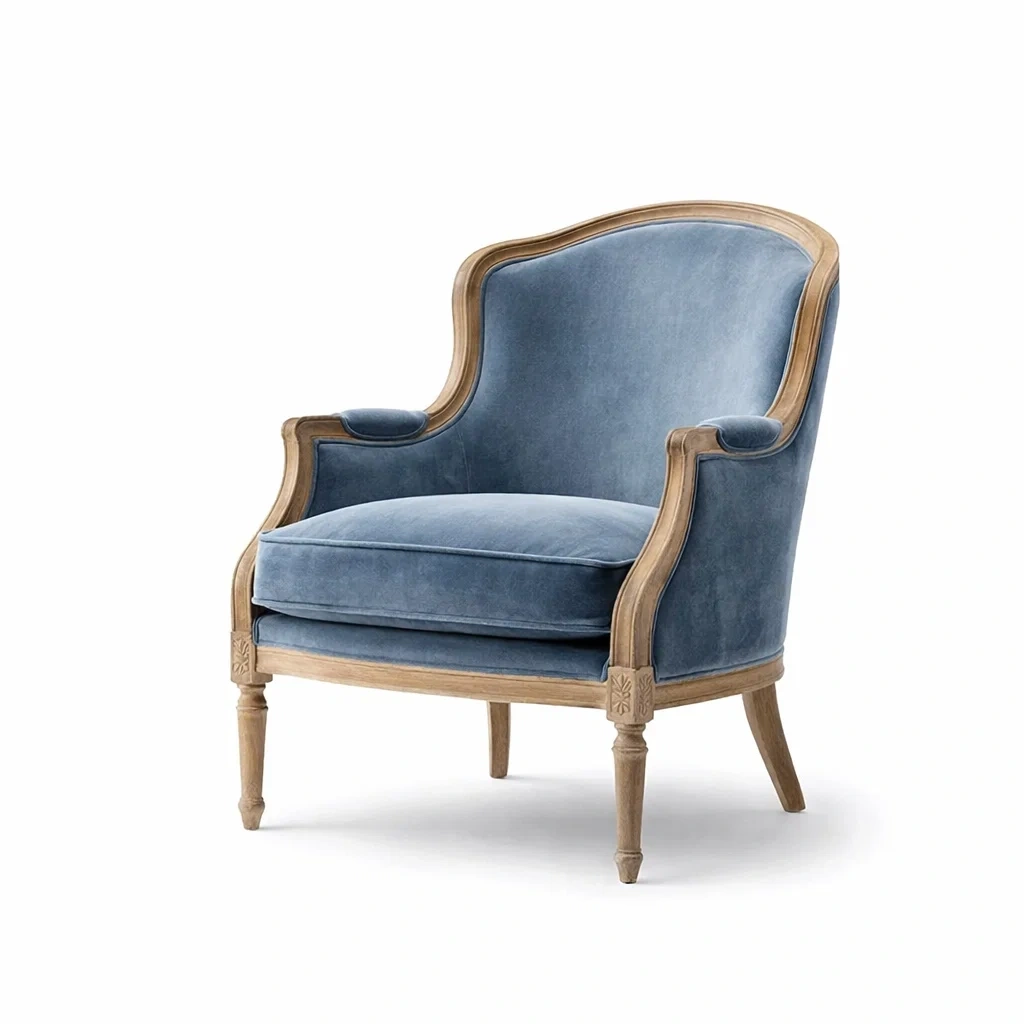 Poltrona in velluto con struttura in legno massello-COZYSOFACRAFTS