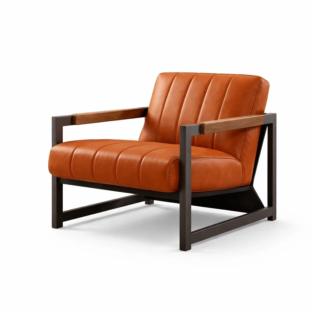 Poltrona in pelle sintetica con struttura in metallo e legno 78x70x80 cm-COZYSOFACRAFTS