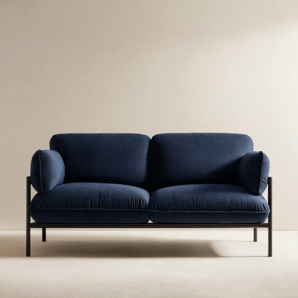 Divano due posti in velluto 150x80x75 cm - Blu Scuro - Design Moderno