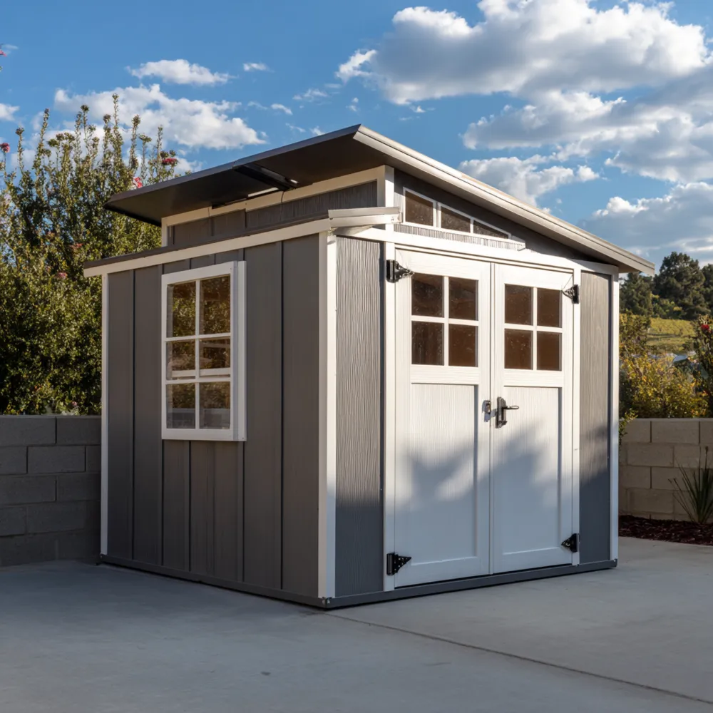 Casetta da Giardino in Legno 250x200x210 cm – Grigio/Bianco – Design Moderno