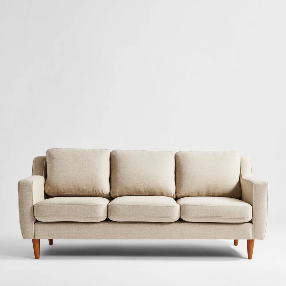 Divano a tre posti imbottito in tessuto 210x85x95 cm - Beige - Design moderno