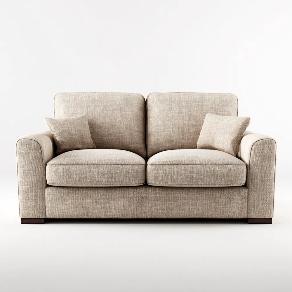 Divano Due Posti in Tessuto 140x90x85 cm – Beige – Design Moderno