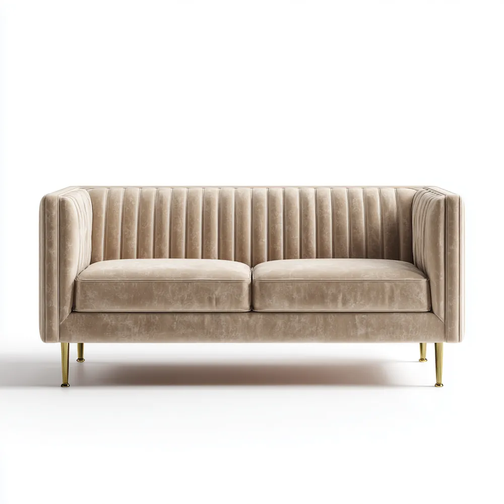 Divano due posti velluto 140x80x75 cm - Beige - Design moderno