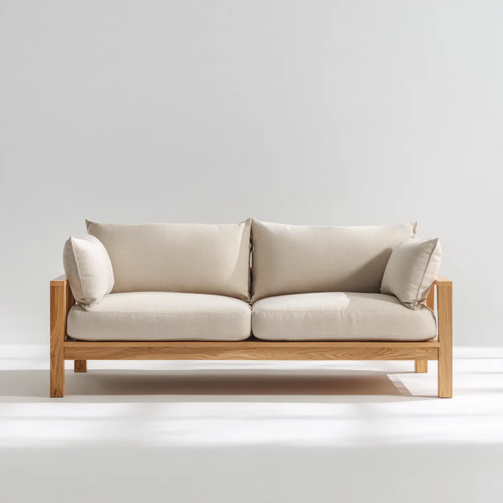 Divano a tre posti in tessuto 200x85x75 cm – Beige – Design contemporaneo