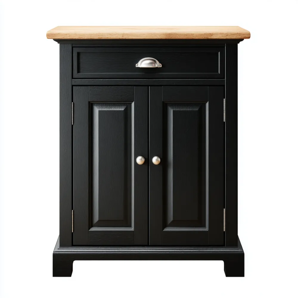 Mobile contenitore in legno 80x40x90 cm - Nero/Legno naturale - Design classico