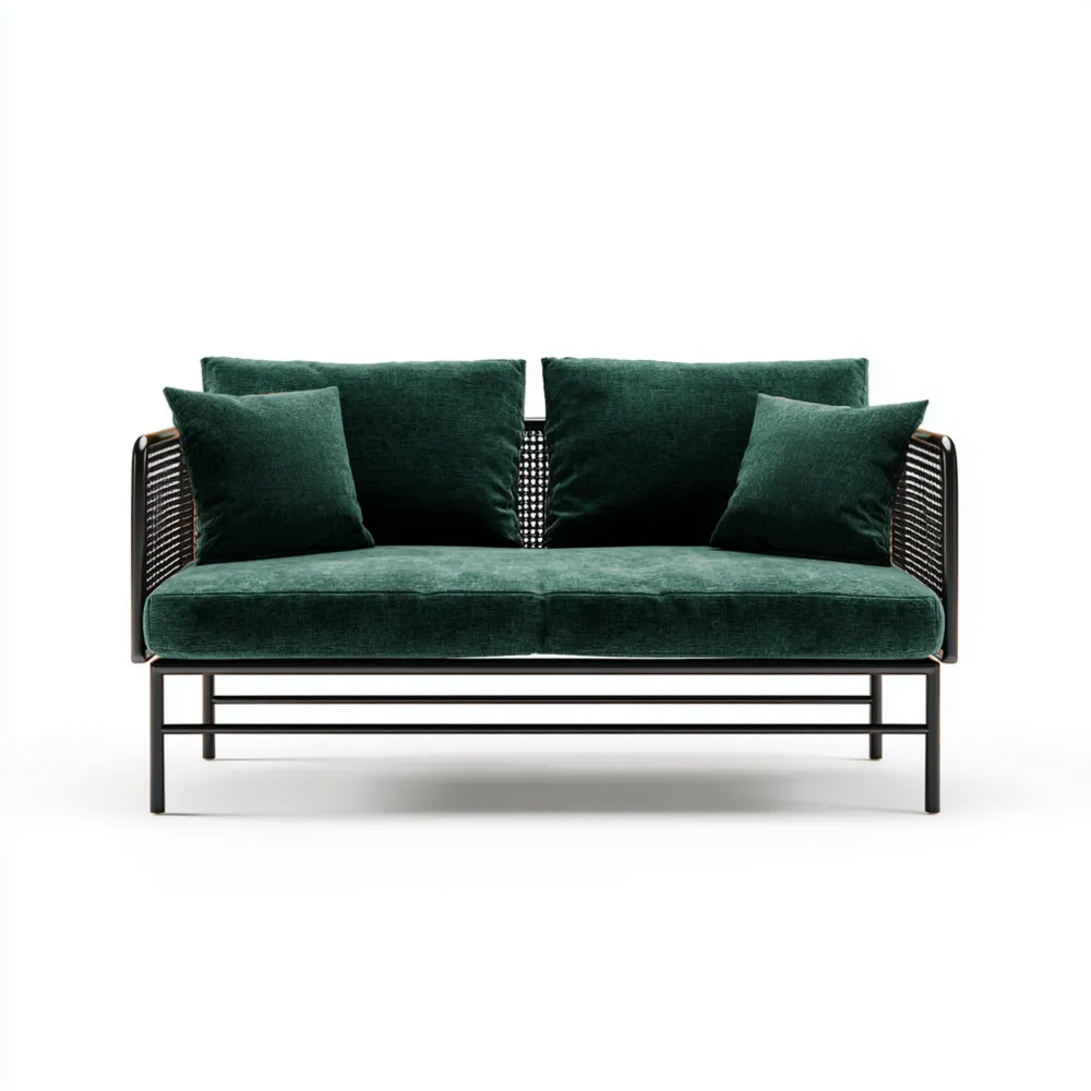 Divano due posti 150x85x70 cm - Velluto Verde - Design Moderno