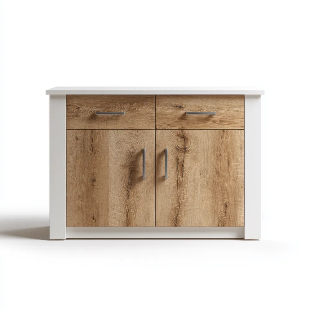 Credenza Legno 80x40x75 cm - Rovere e Bianco - Design Moderno