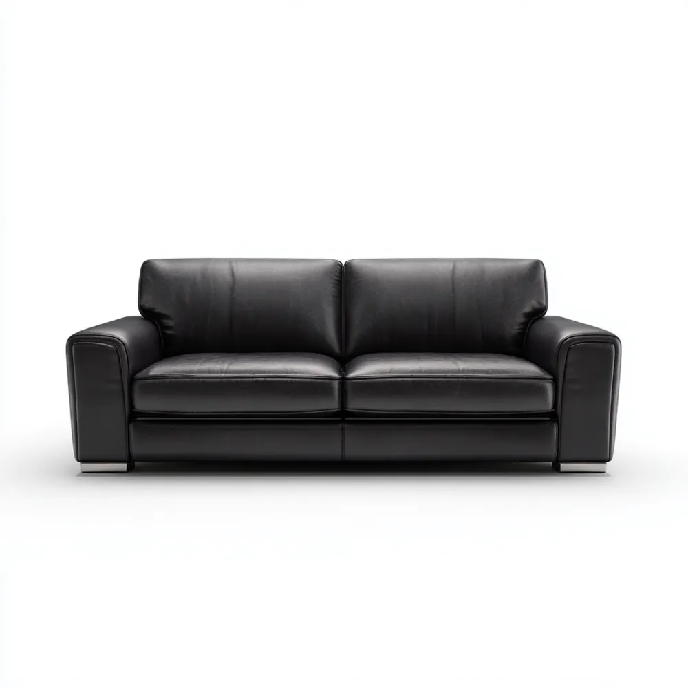 Divano due posti 160x85x90 cm in Pelle Nera - Design Moderno