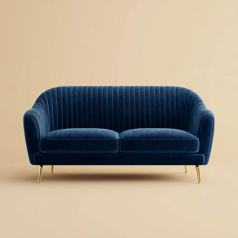 Divano due posti in velluto 150x85x90 cm - Blu Scuro