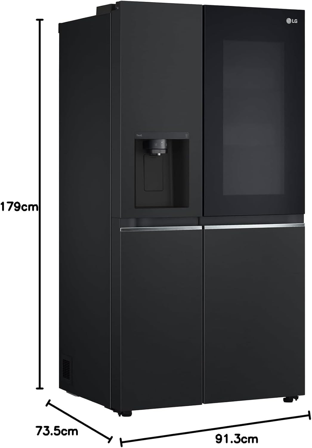 LG GSGV81PYLL Side by Side Kühlschrank, Klasse E, 635 L, Instaview, Kühlschrank mit Gefrierfach, Eis-, Crushed Ice- Wasserspender, Total NoFrost, Smart Inverter Kompressor, Wi-Fi