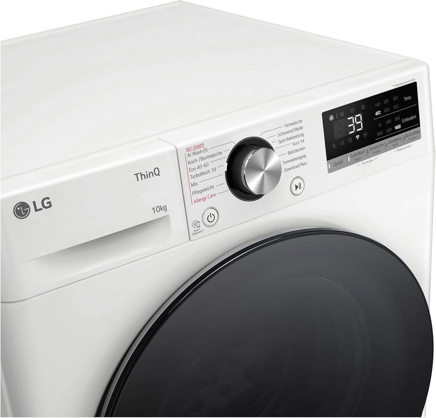LG F4WV7080, Klasse A, Frontlader-Waschmaschine 8 kg, 1400 U/Min, AI Direct Drive, Wi-Fi, Tiefenreinigung mit Dampf, Große Kapazität, TRIPLE A, Außentür aus Sicherheitsglas, 62 x 60 x 85 cm ꟷ Weiß