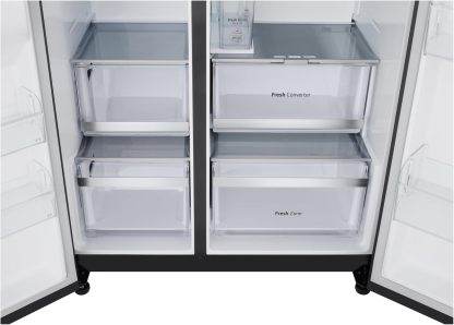 LG GSGV81PYLL Side by Side Kühlschrank, Klasse E, 635 L, Instaview, Kühlschrank mit Gefrierfach, Eis-, Crushed Ice- Wasserspender, Total NoFrost, Smart Inverter Kompressor, Wi-Fi