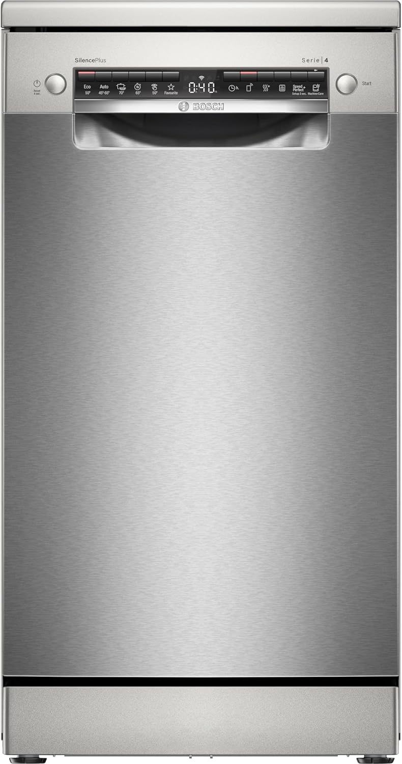 Bosch SPV2IKX10E Serie 2 Smarter Geschirrspüler vollintegriert, 45 cm breit, Besteckkorb, Extra Trocknen auf Knopfdruck, InfoLight roter Lichtpunkt am Boden, AquaStop Schutz gegen Wasserschäden, Weiß