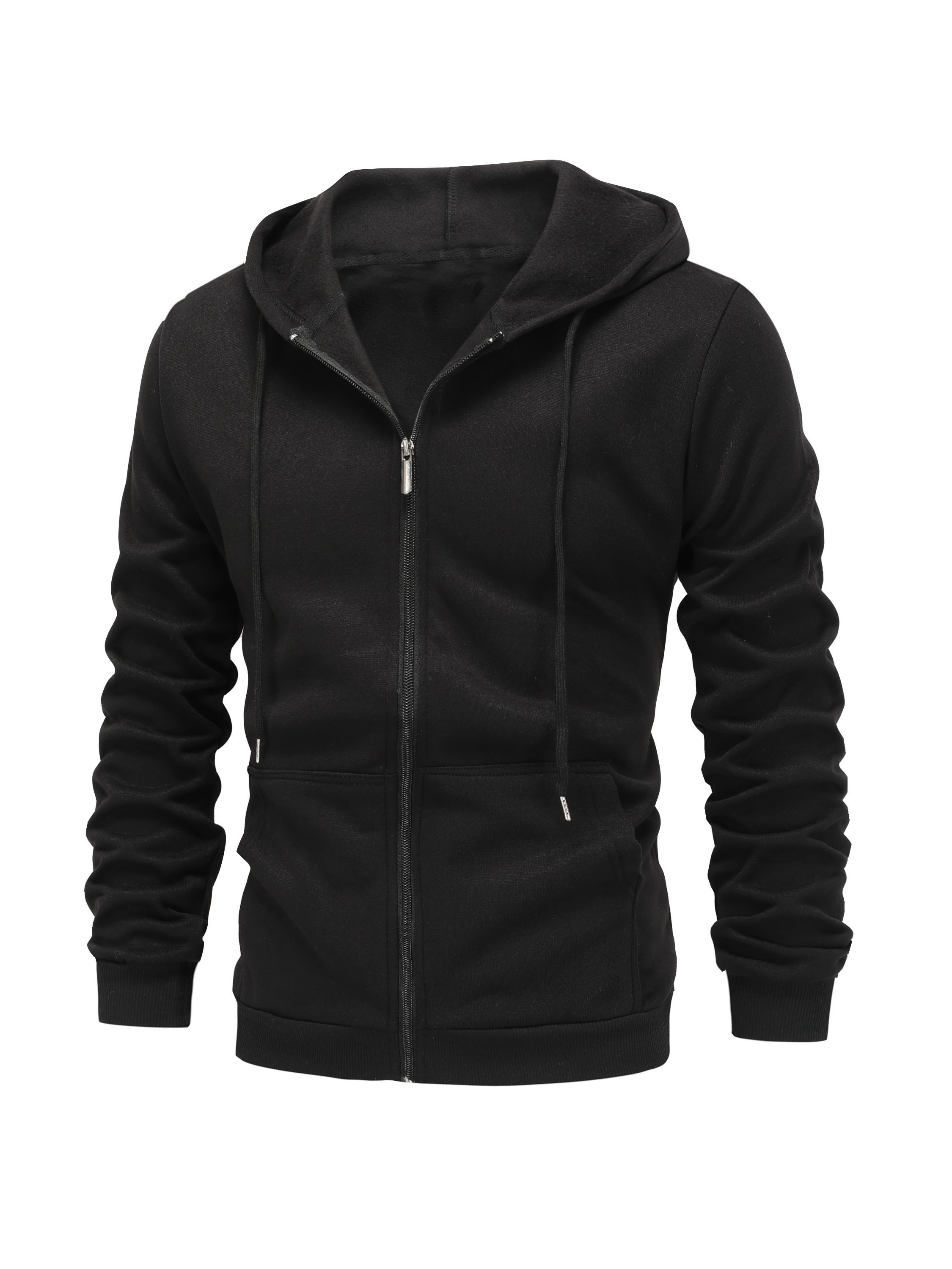 long sleeve mens casual zipper hoodie with kangaroo pocket drawstring pocket zipper hoodie details 12