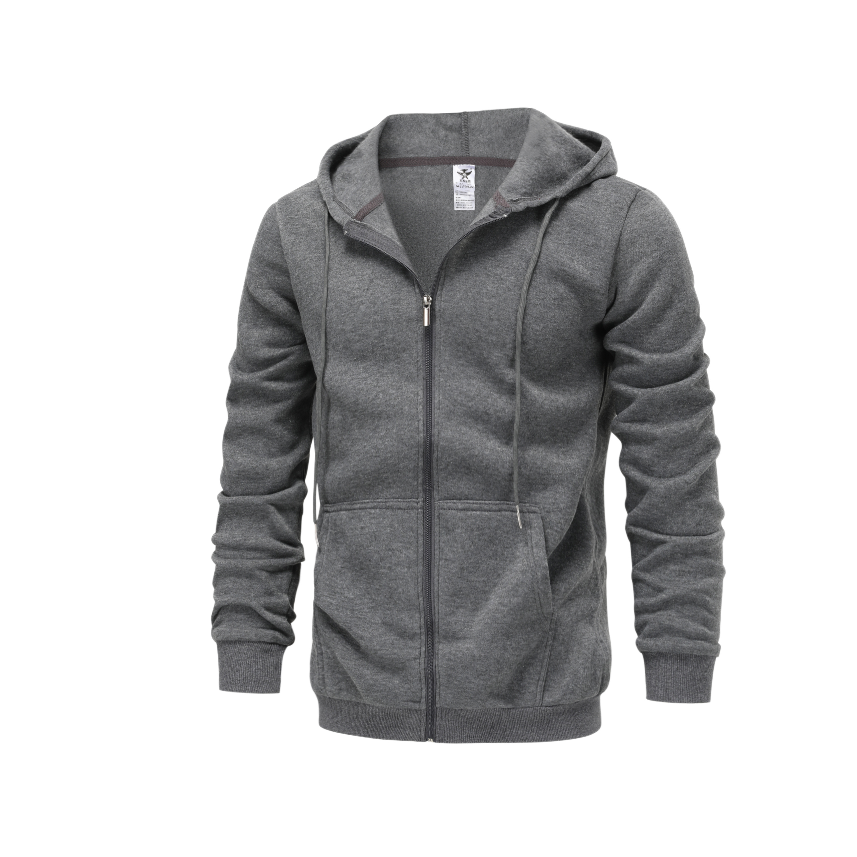long sleeve mens casual zipper hoodie with kangaroo pocket drawstring pocket zipper hoodie details 0