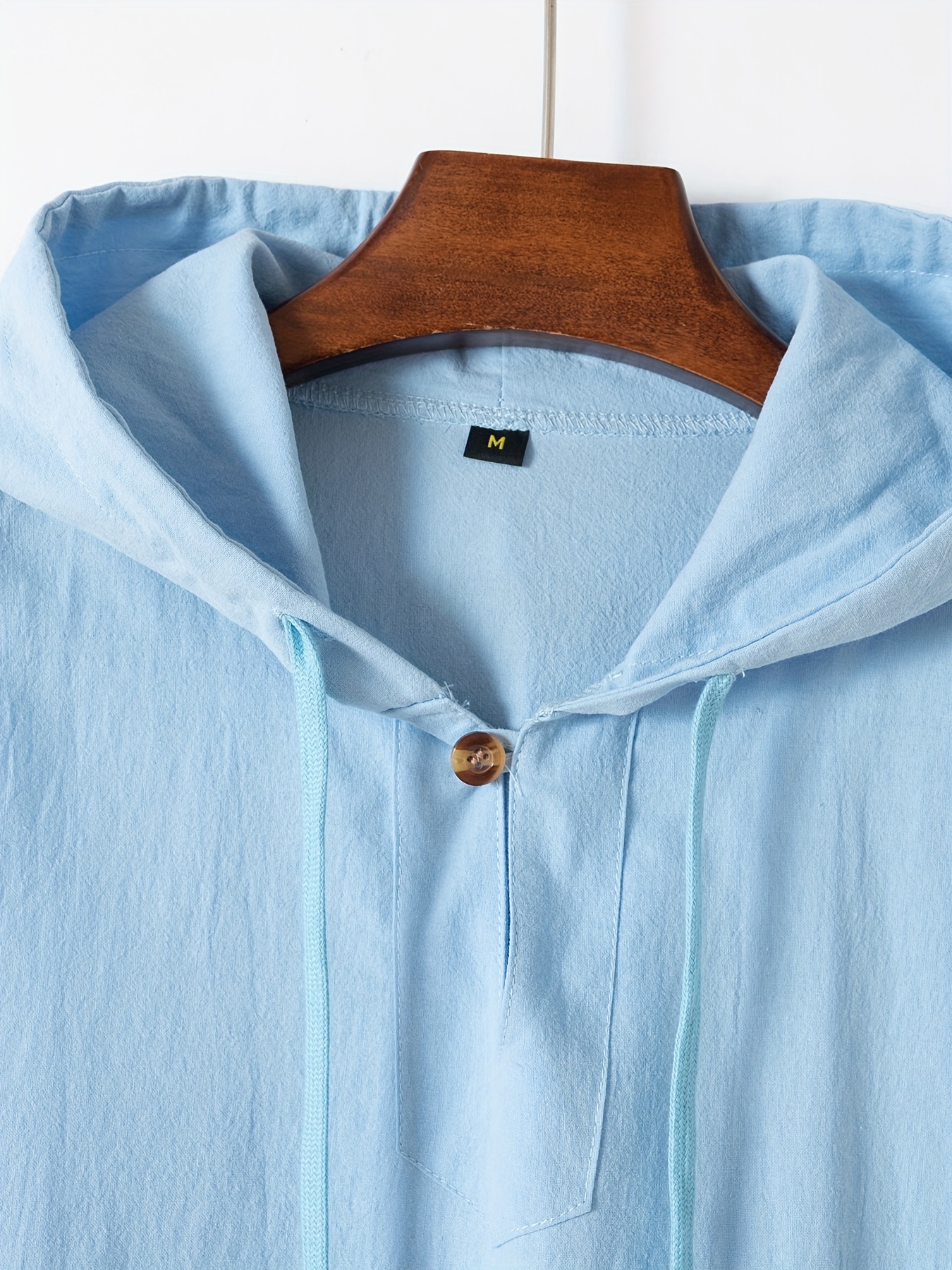 mens solid color cotton linen sleeveless hooded pullover shirt sporty style casual summer tank top details 5