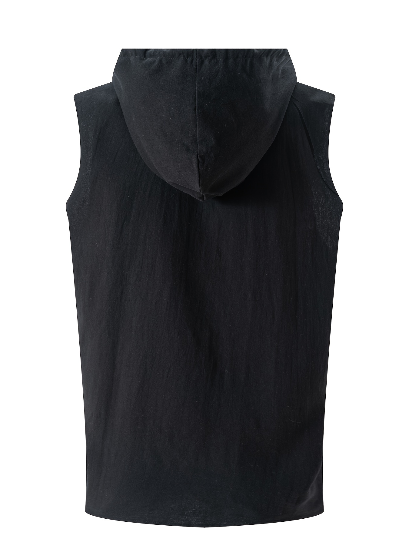 mens solid color cotton linen sleeveless hooded pullover shirt sporty style casual summer tank top details 11
