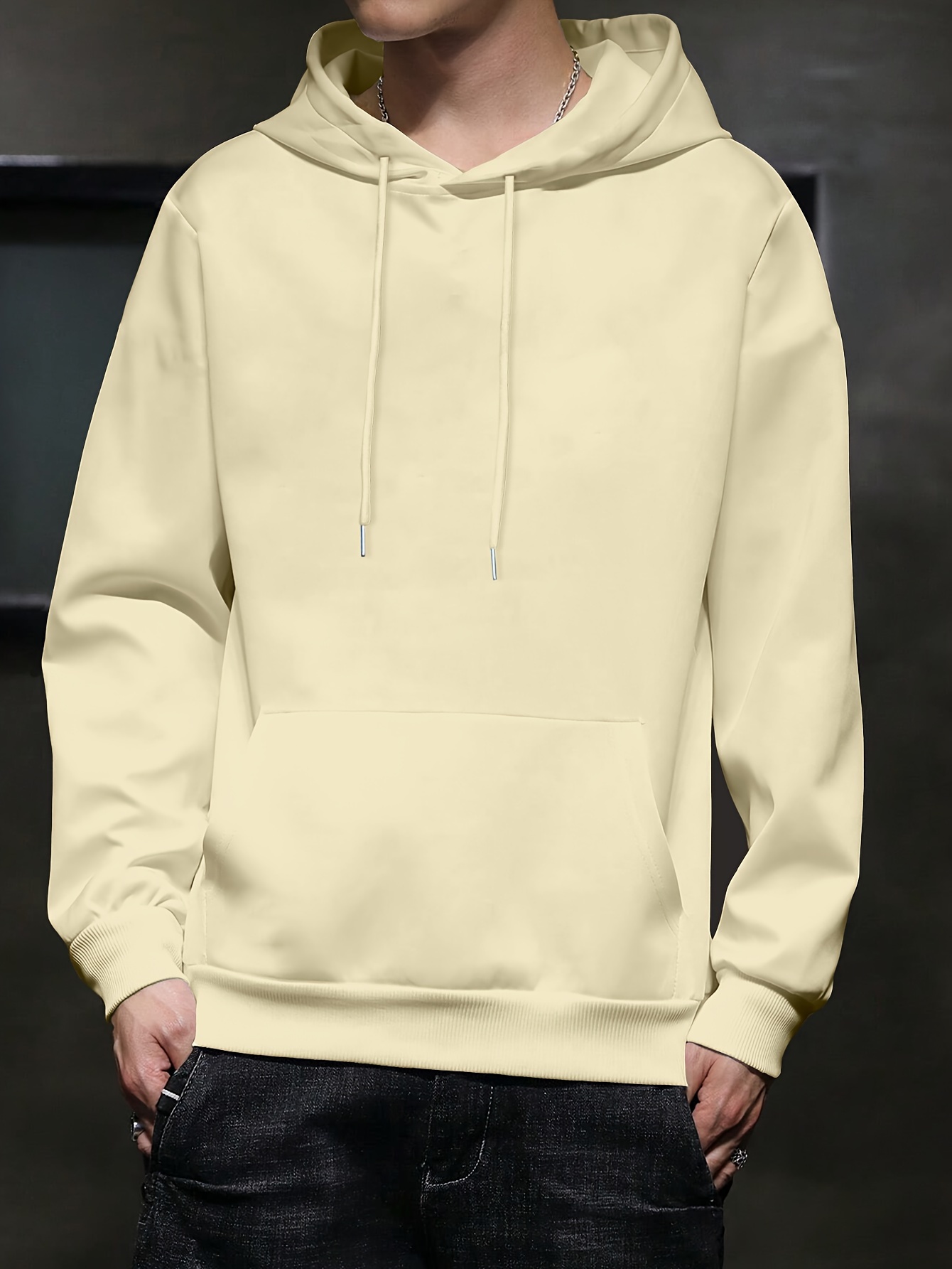 mens casual solid basic hooded sweatshirt streetwear for winter fall as gifts details 5